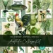 A collection of illustrations including plants, animals, and vintage figures arranged in a collage format.