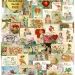 A collage featuring 100 vintage Valentine cards with various romantic and whimsical designs, including cherubs, roses, hearts, flowers, and couples. The text "100 Valentine Cards FREE" is in a golden circle at the top left.