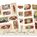 A collection of Victorian-style calling cards displayed on a beige background, featuring floral designs in various colorful arrangements with decorative borders. This set includes both Victorian Collage Sheets and individual calling cards.