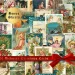 A collage of 100 Victorian Christmas Angel Cards featuring angels, children, Santa Claus, and holiday scenes, decorated with a red bow and labeled "Bonus Sheets.