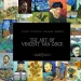 A colorful collage featuring various famous paintings by Vincent van Gogh, including portraits, landscapes, and still lifes. A black center panel with gold text reads, "Eight Digital Collage Sheets - The Art of Vincent van Gogh." This stunning art collection is perfect for enthusiasts.