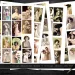 A collage featuring vintage photographs of women in various poses and outfits. The images showcase different styles, accessories, and expressions, reflecting early 20th-century fashion. Scissors are partially visible in the bottom right corner of the image.