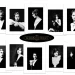 A collage of ten black-and-white vintage photographs featuring women in various poses and styles from the early 20th century. The central image contains the text "ART PRINTS EPHEMERA." Each photograph is framed in white, creating a clean and symmetrical layout.