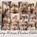 A collage of vintage Victorian Christmas children, featuring multiple sepia-toned photographs of young girls in elegant, period clothing. The girls hold flowers and wear bonnets, with a festive, holiday ambiance. Text at the bottom reads "Vintage Victorian Christmas Children.
