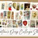 A collection of vintage Valentine's Day collage sheets brimming with charming illustrations. The sheets feature hearts, flowers, and romantic scenes. Text at the bottom reads "Vintage Valentine's Day Collage" in elegant script, capturing the timeless essence of love.