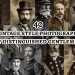 A collage of twelve sepia-toned vintage-style photographs features distinguished gentlemen with various styles of facial hair, including moustaches and beards. The text overlay reads, "40 Vintage style photographs of distinguished gentlemen.