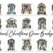 A collage of fifteen doors decorated with Christmas wreaths and garlands. Each door features unique designs and festive embellishments, with text reading "Traditional Christmas Door Backgrounds" below the images.