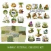 A creative kit for the Imbolc festival featuring clipart of plants, animals, and nature-themed illustrations. Includes diverse designs like sheep, swans, women in nature settings, and ornate printable papers with various patterns.