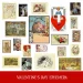A collage of vintage Valentine's Day cards featuring romantic scenes, floral designs, and illustrations of couples. Some cards have poems and greetings. The bottom has a red banner with the text "Valentine's Day Ephemera.